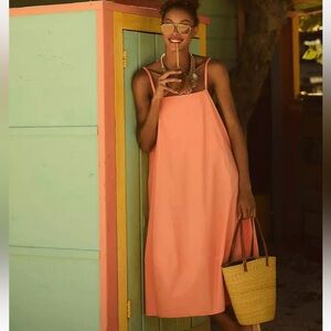 Anthropologie oversized Self Contrast Bare Sleeveless Midi Dress